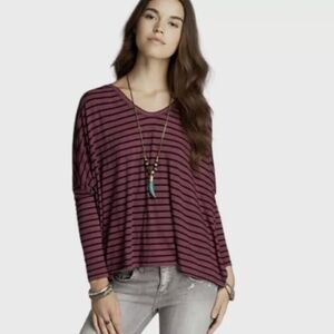new Free People Pandora Striped Top Oversized Long Sleeve Tee Size Small
